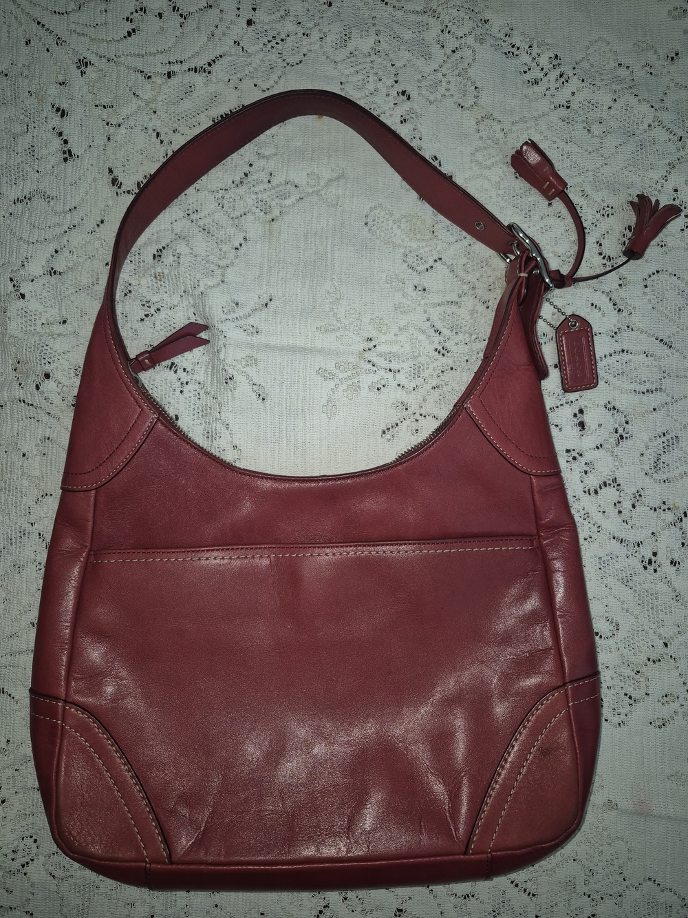 Coach Red Leather Hobo Shoulder Bag